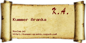 Kummer Aranka névjegykártya